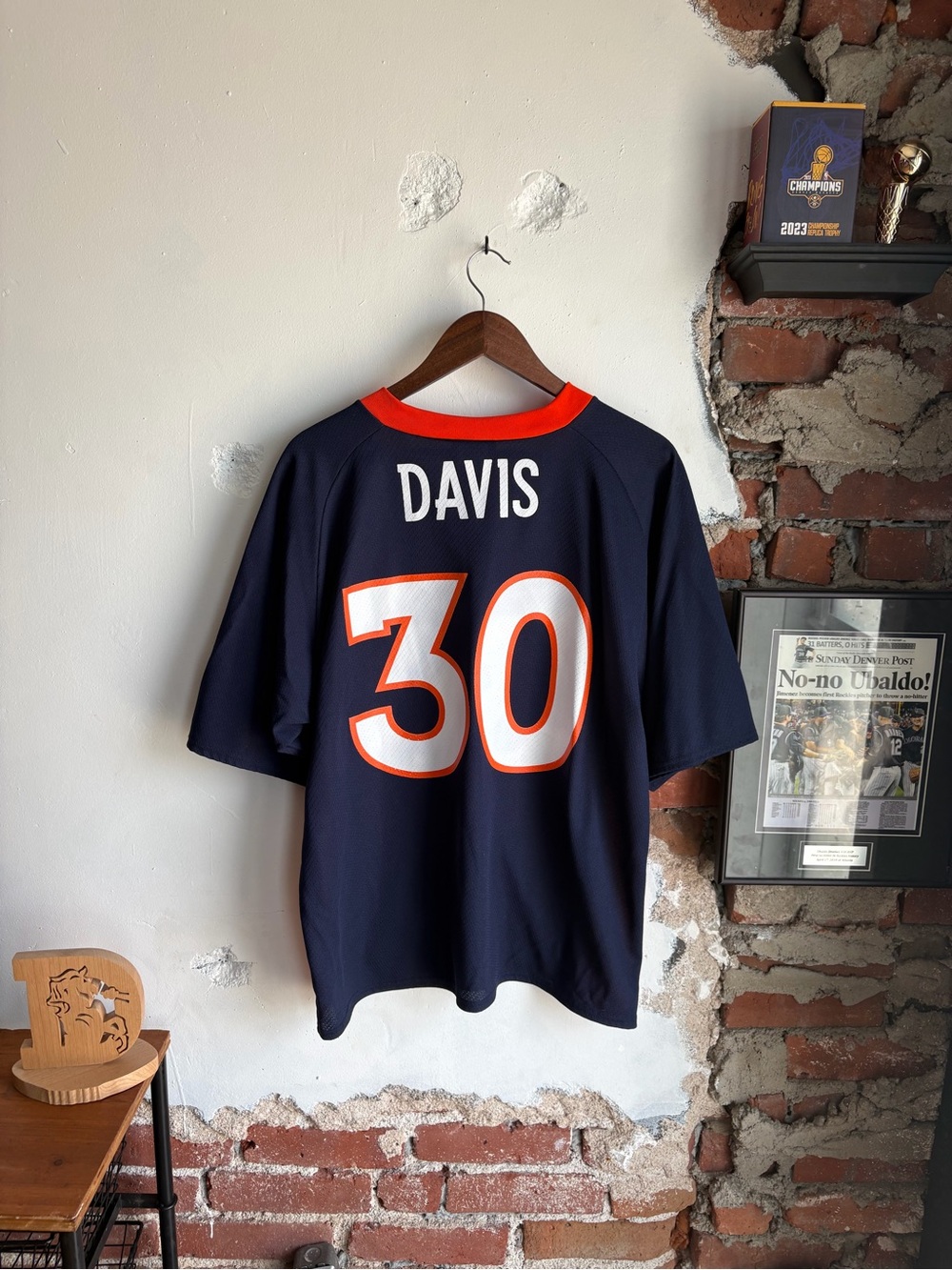 Terrell Davis Denver Broncos Logo Athletic Jersey / Mens Large